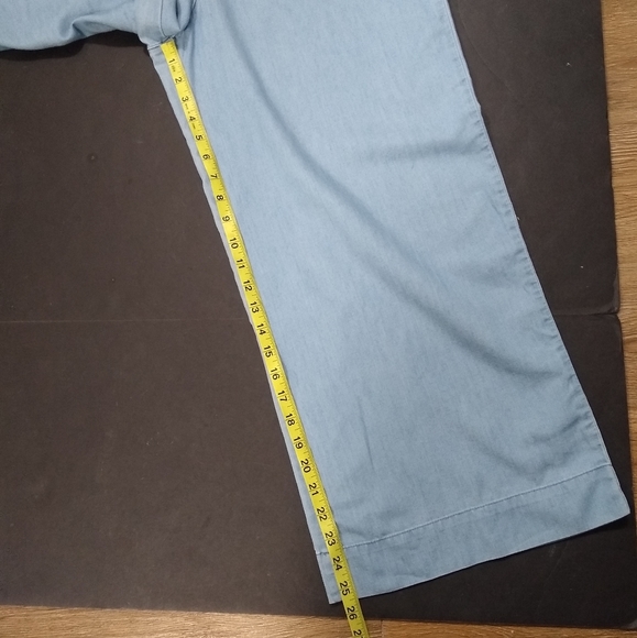 H&M &Denim chambray wide leg paper bag waist cropped pants, 6 - Picture 13 of 15